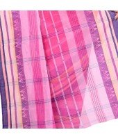 dB DESH BIDESH Women`s Traditional Bengal Tant Pure Handloom Cotton Saree Temple Buti Woven Design Without Blouse Piece Pink