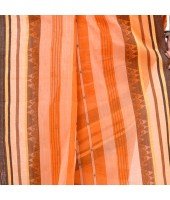 dB DESH BIDESH Women`s Traditional Bengal Tant Pure Handloom Cotton Saree Temple Buti Woven Design Without Blouse Piece Orange
