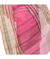 dB DESH BIDESH Women`s Traditional Bengali 3D Temple Design Pure Handloom Cotton Saree Without Blouse Piece (Pink)