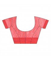 Women`s Traditional Bengali Handloom Tant Pure Cotton Saree Khadi Temple Par Desigined With Blouse Piece White Red