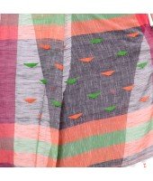 dB DESH BIDESH Women`s Traditional Bengali Tant Handloom Cotton Saree Prism Desigined With Blouse Piece (Grey)