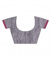 dB DESH BIDESH Women`s Traditional Bengali Tant Handloom Cotton Saree Prism Desigined With Blouse Piece (Grey)