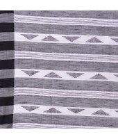 DESH BIDESH Women`s Traditional Bengali Tant Handloom Pure Cotton Saree Piramide Design With Blouse Piece(White Black)