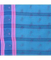 DESH BIDESH Women`s Traditional Tant Pure Handloom Cotton Saree Woven Kamal kolka Designer Without Blouse Piece (Blue)