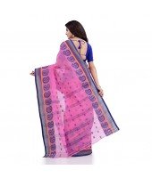 DESH BIDESH Women`s Traditional Pure Cotton Handloom Saree Woven Paisley Kolka Designer Without Blouse Piece (Pink)