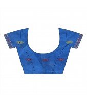  Cotton Silk Handloom Cotton Blend Saree Navratri Design With Blouse Piece (Sky Blue)