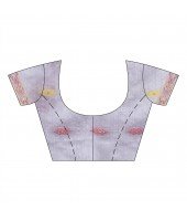 Cotton Silk Handloom Cotton Blend Saree Navratri Design With Blouse Piece (silver)