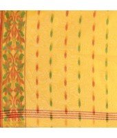 Cotton Silk Handloom Cotton Blend Saree Navratri Design With Blouse Piece (Yellow)