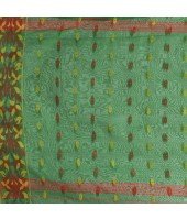  Cotton Silk Handloom Cotton Blend Saree Navratri Design With Blouse Piece (Green)