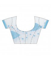  Tant Pure Cotton Handloom Saree Potro Leaf Design With Blouse Piece (Blue)