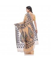 Resham Dhakai Jamdani Pure Cotton Handloom Saree Lojjaboti Design without Blouse Piece (Light Orange)