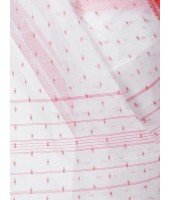 Women`s Santipur Handloom Bengal Tant Saree with Fine Smooth Bengali Cotton Saree Handmade Whole Body Design (Red and White)