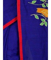 Women`s Bengal Cotton Traditional Handloom Cotton Silk Tant Saree Bird Design With Blouse Piece (Blue)