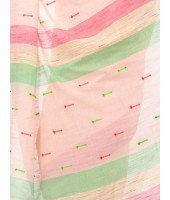Pure Cotton Traditional Bengali Handloom Tant Saree Very Soft Cotton Materials Clical Desigined With Blouse Pcs (Off-Red Red Green)
