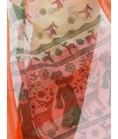 Women`s Pure Cotton Handloom Bengal Tant Saree With Sakuntala Printed Zori Design Without Blouse Pcs.