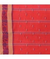 DESH BIDESH Women`s Traditional Tant Pure Cotton Handloom Saree Woven Sudarshana Designer Without Blouse Piece Red