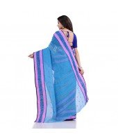 DESH BIDESH Women`s Traditional Pure Cotton Handloom Saree Woven Paisley Kolka Designer Without Blouse Piece (Blue)